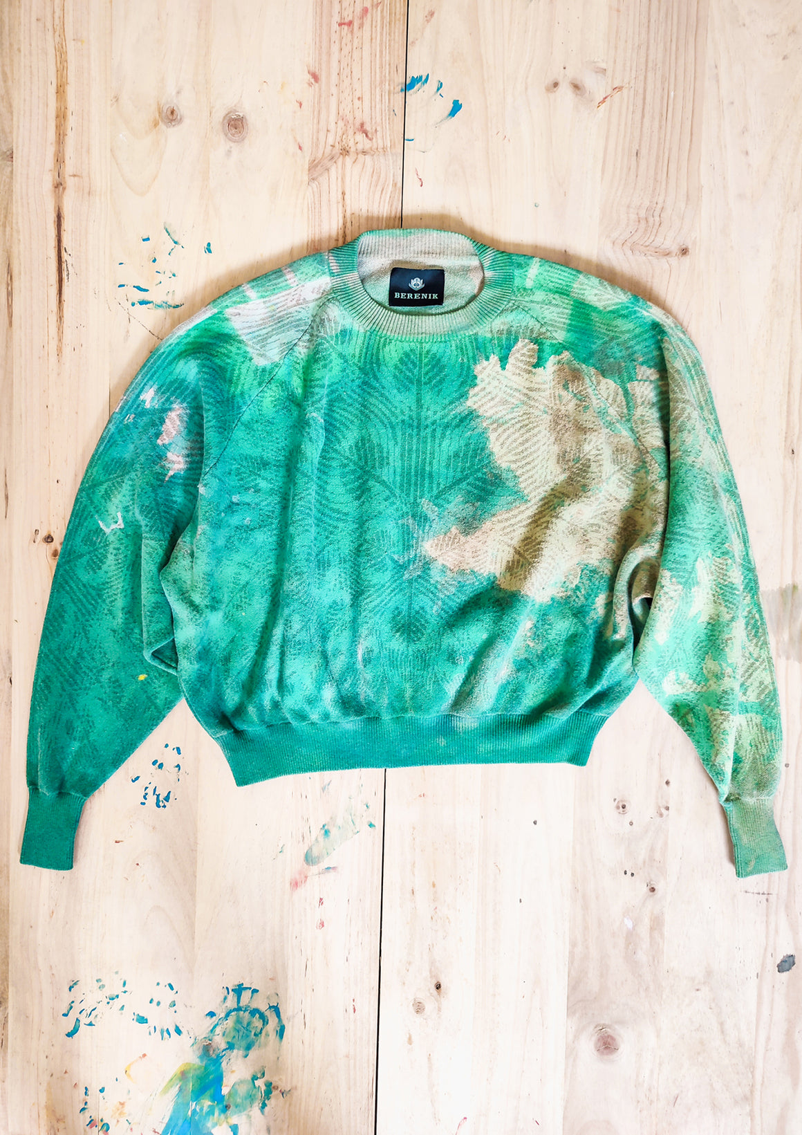 HANDPAINTED - SWEATER OVERSIZED - KNIT PEACOCK beige painted