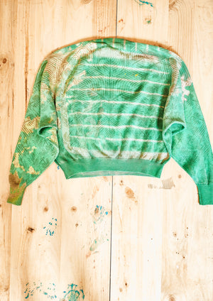 HANDPAINTED - SWEATER OVERSIZED - KNIT PEACOCK beige painted