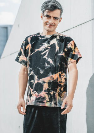 HANDPAINTED - T-SHIRT S - COTTON JERSEY black painted