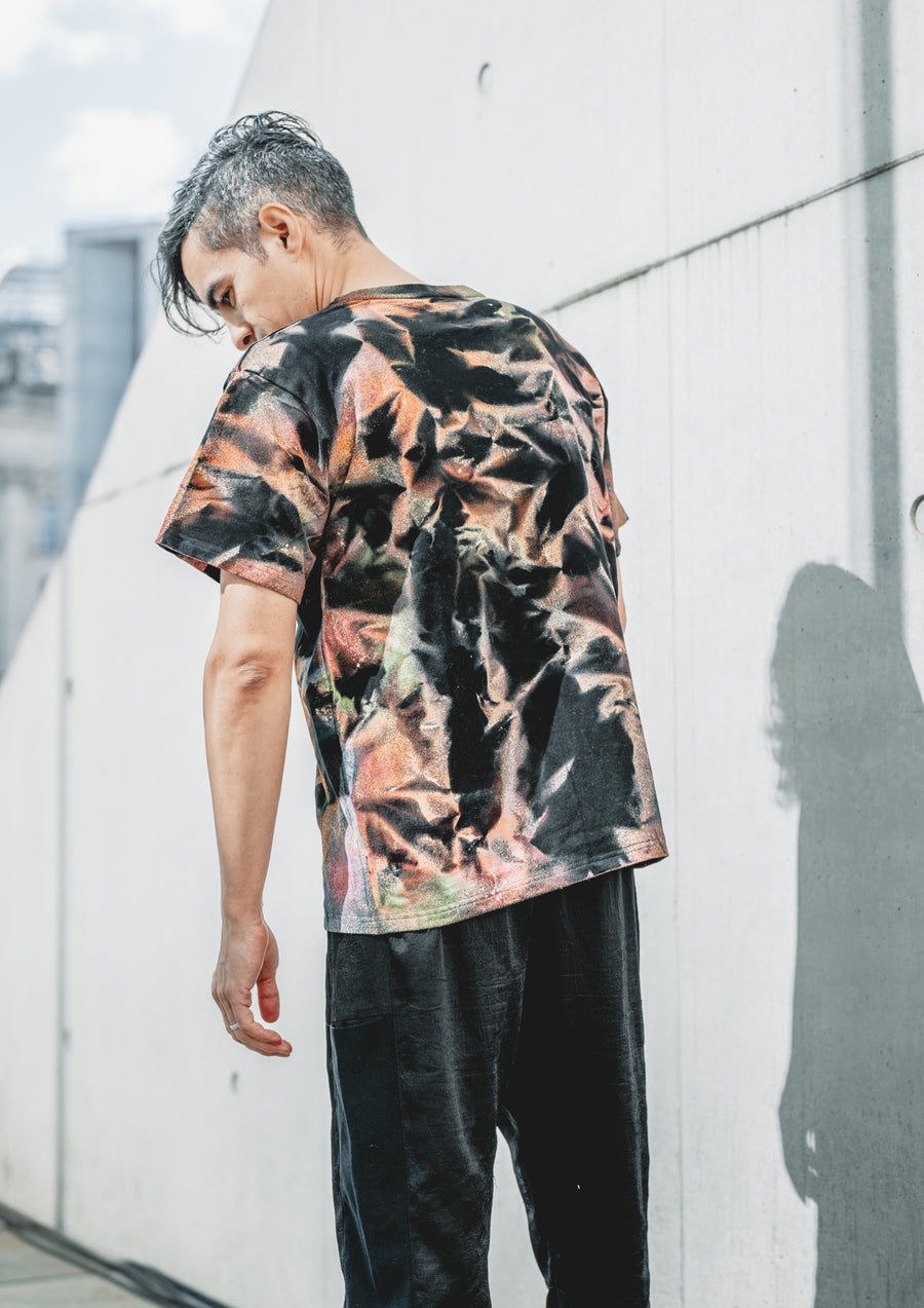 HANDPAINTED - T-SHIRT S - COTTON JERSEY black painted