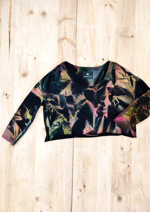 HANDPAINTED / CROPPED - SWEATER TIGHT SLEEVES - COTTON JERSEY black painted