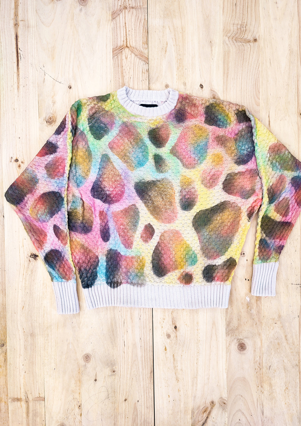 HANDPAINTED - SWEATER OVERSIZE - KNIT PEARL ivory painted color