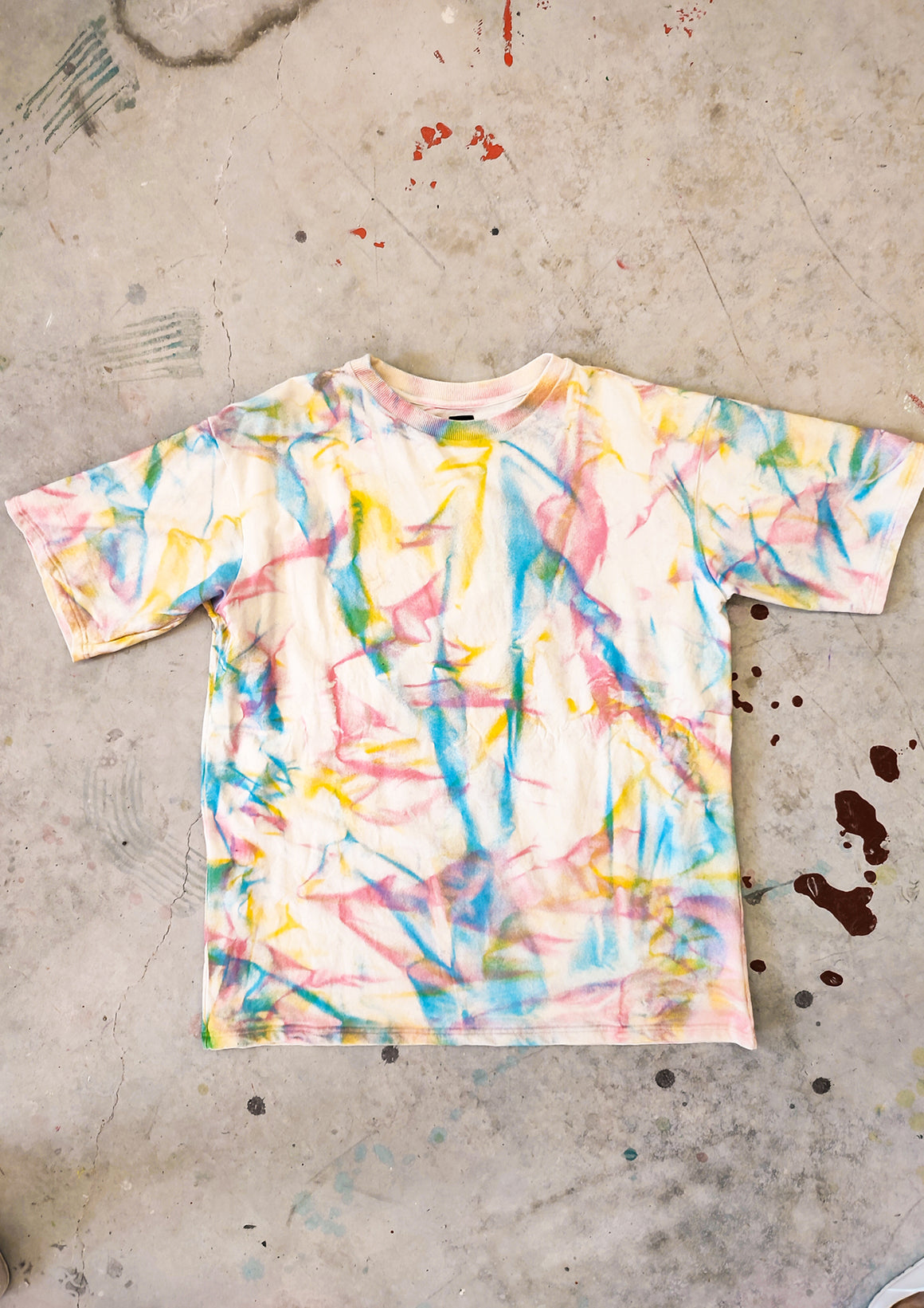 HANDPAINTED - T-SHIRT L - COTTON JERSEY creme painted