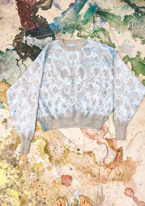 HANDPAINTED - SWEATER OVERSIZED - KNIT PEACOCK beige painted