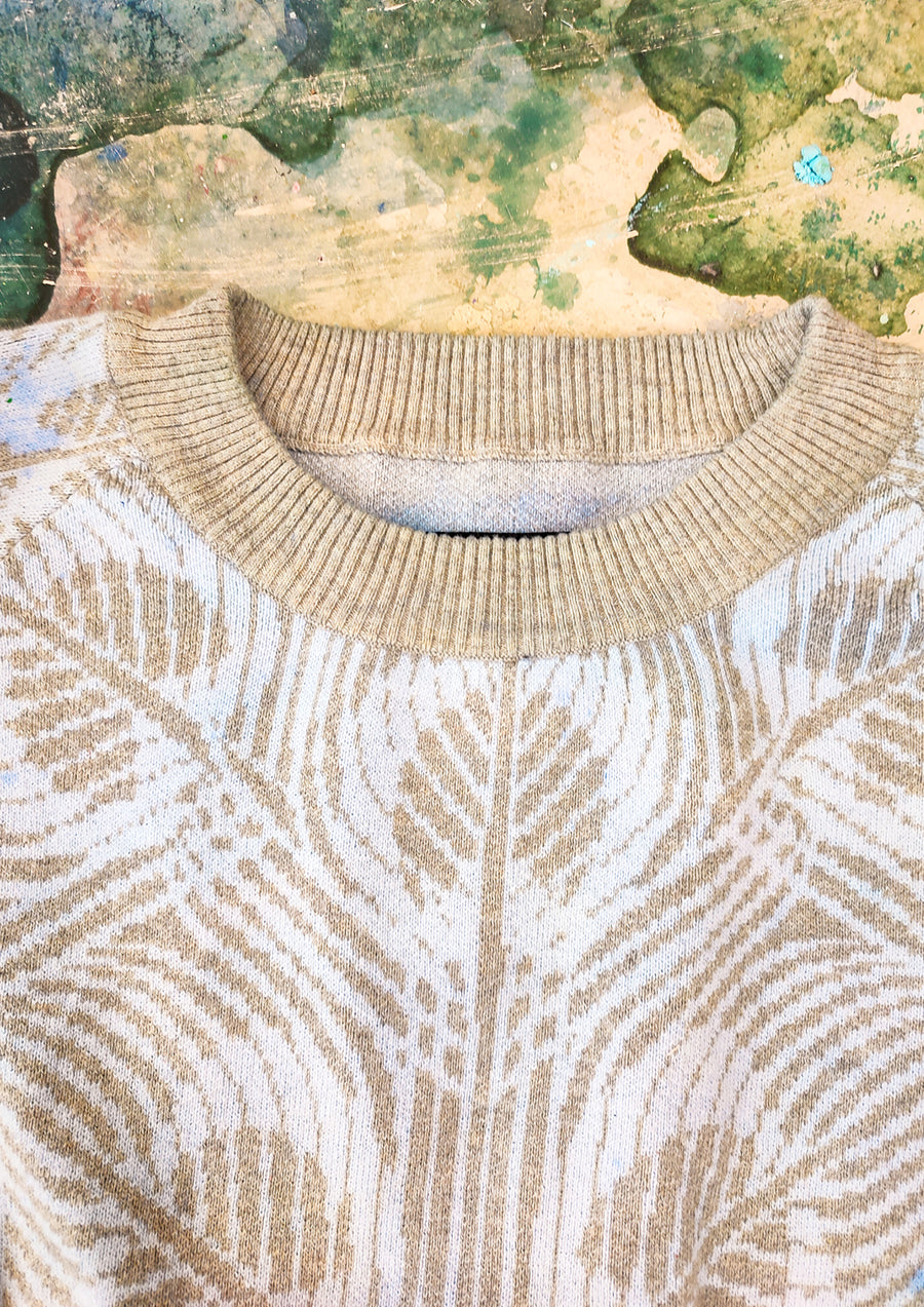 HANDPAINTED - SWEATER OVERSIZED - KNIT PEACOCK beige painted