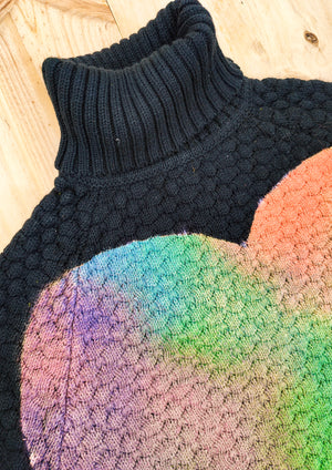 HANDPAINTED - SWEATER TURTLENECK - KNIT PEARL black painted