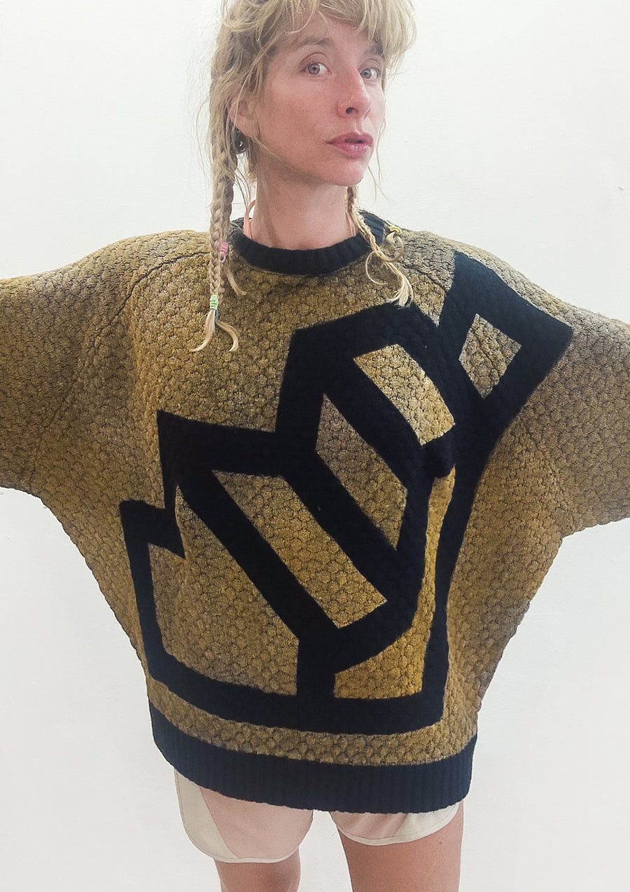 HANDPAINTED - SWEATER OVERSIZE - KNIT PEARL black painted