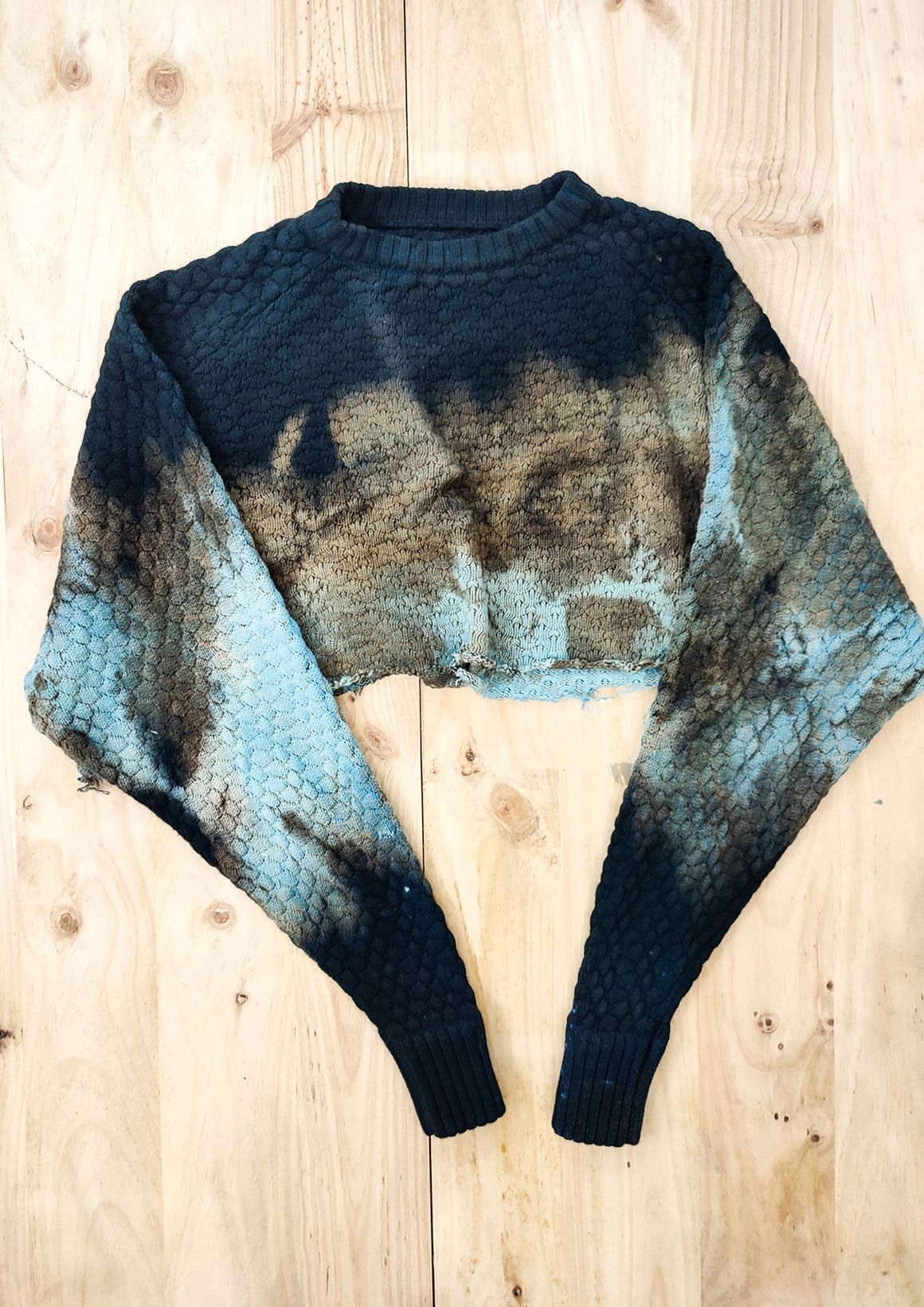 HANDPAINTED / CROPPED - SWEATER OVERSIZE - KNIT PEARL black painted
