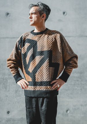 HANDPAINTED - SWEATER OVERSIZE - KNIT PEARL black painted