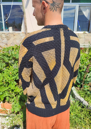 HANDPAINTED - SWEATER OVERSIZE - KNIT PEARL black painted