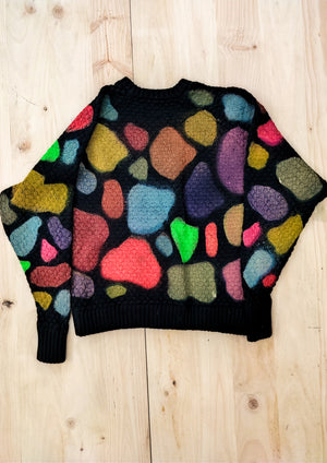 HANDPAINTED - SWEATER OVERSIZE - KNIT PEARL black painted