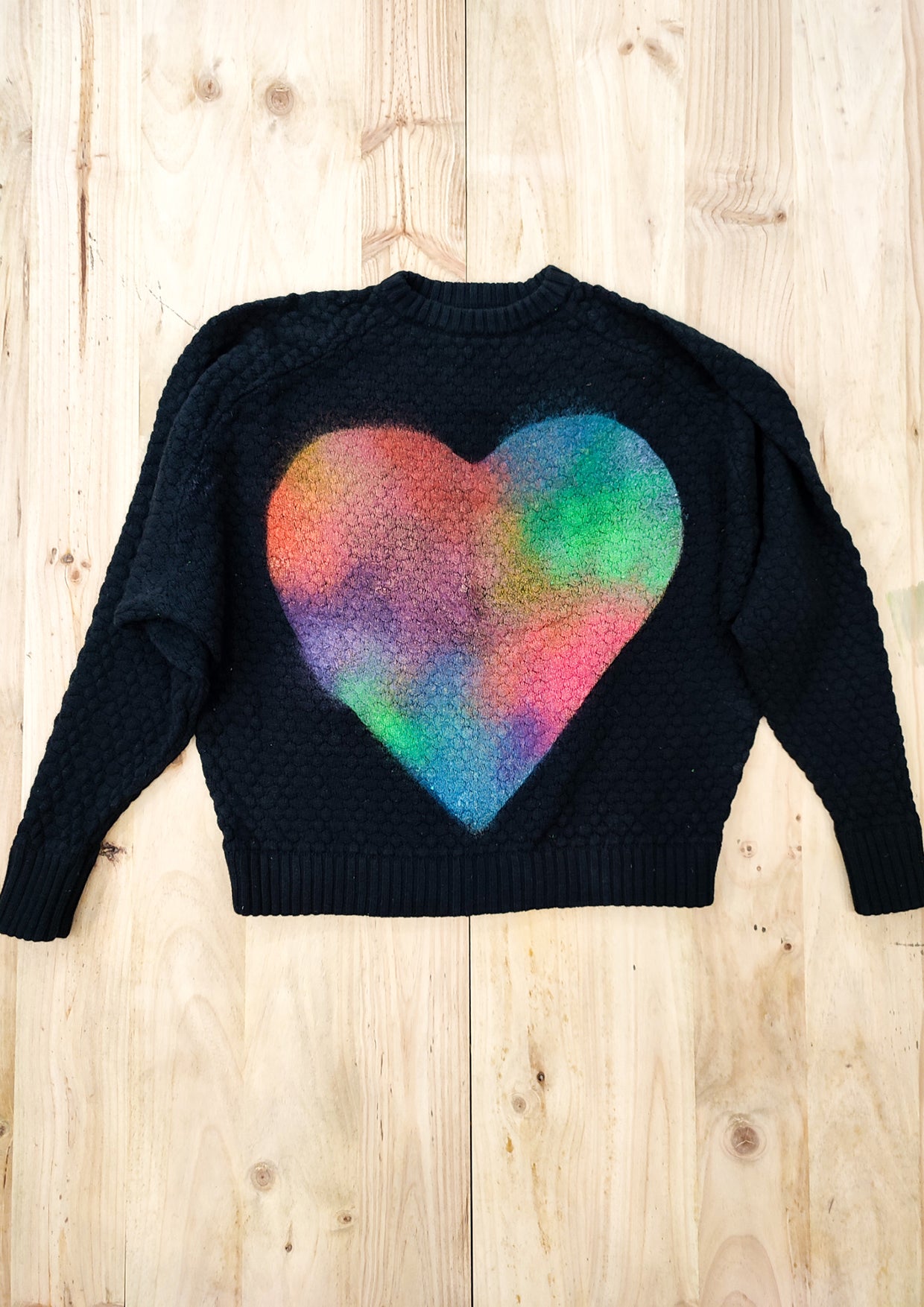HANDPAINTED SWEATER OVERSIZE KNIT PEARL black painted