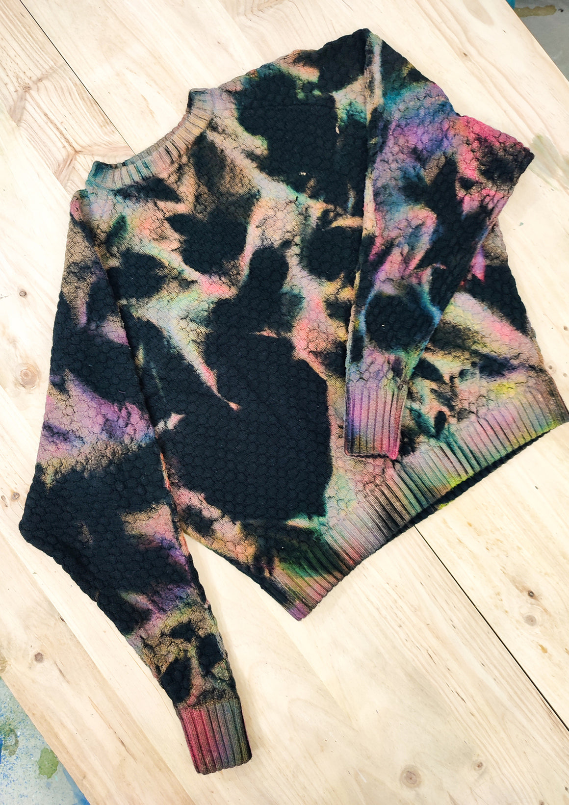 HANDPAINTED - SWEATER OVERSIZE - KNIT PEARL black painted