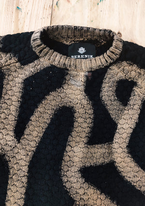 HANDPAINTED - SWEATER OVERSIZE - KNIT PEARL black painted