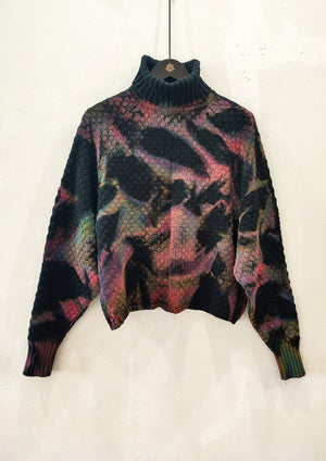 HANDPAINTED - SWEATER TURTLENECK - KNIT PEARL black painted