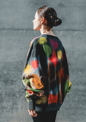 HANDPAINTED - SWEATER OVERSIZED - KNIT PEACOCK beige painted