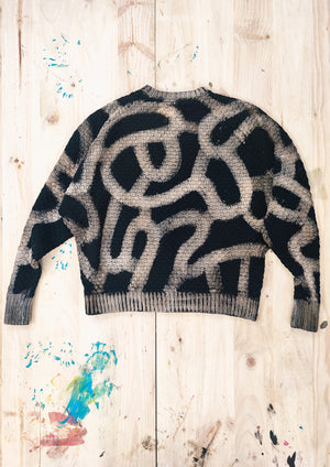 HANDPAINTED - SWEATER OVERSIZE - KNIT PEARL black painted