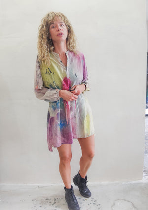 HANDPAINTED - BLOUSE/DRESS/CARDIGAN - creme painted