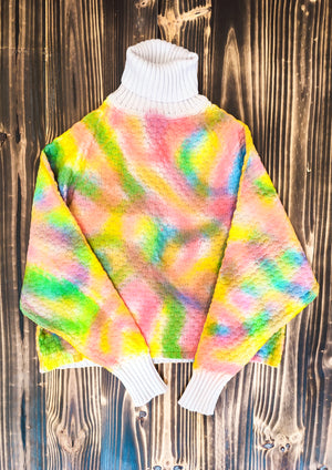 HANDPAINTED - SWEATER TURTLENECK - KNIT PEARL beige painted