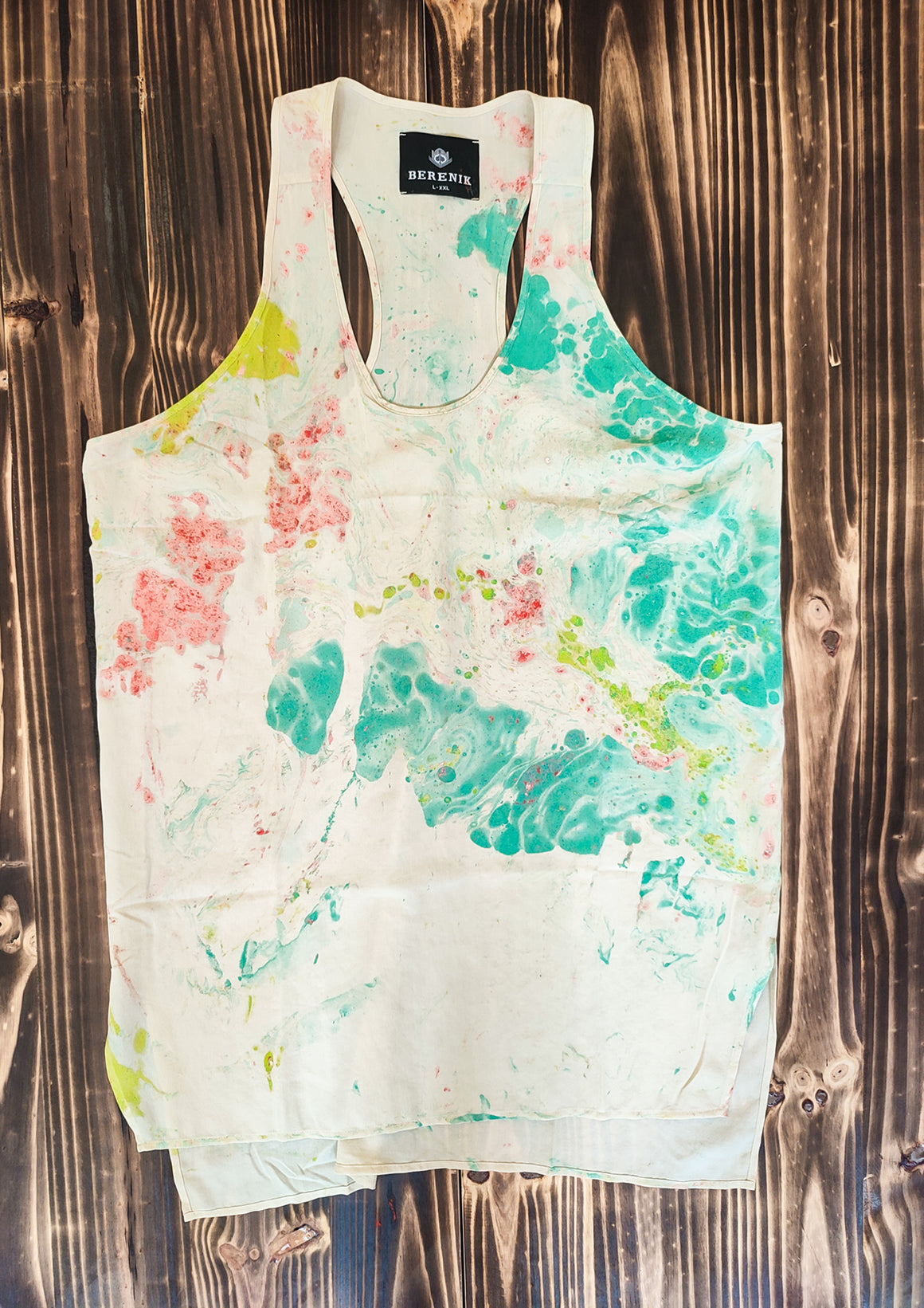 HANDPAINTED - TANK TOP / DRESSS LONG OVERSIZED - creme painted