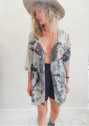 HANDPAINTED - KIMONO SHIRT - creme painted