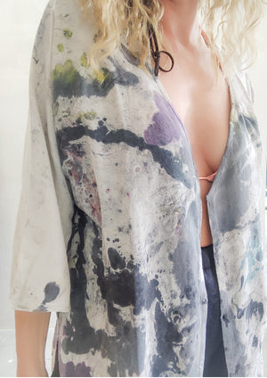 HANDPAINTED - KIMONO SHIRT - creme painted