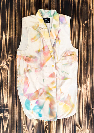 HANDPAINTED - VEST/DRESS LONG SLEEVELESS - creme painted