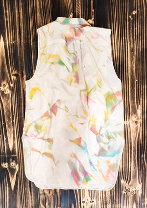 HANDPAINTED - VEST/DRESS LONG SLEEVELESS - creme painted