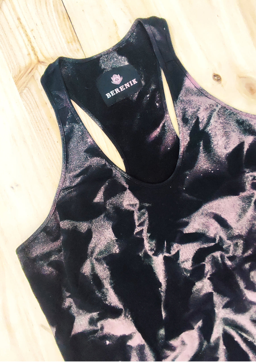 HANDPAINTED - TANK TOP/DRESS - COTTON JERSEY black painted