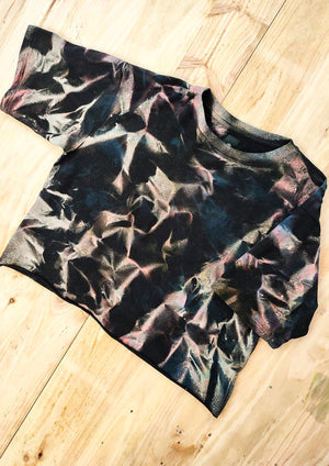 HANDPAINTED / CROPPED - T-SHIRT L- COTTON JERSEY black painted