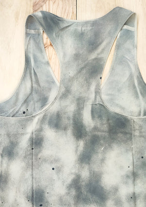 HANDPAINTED - TANK TOP / DRESSS LONG OVERSIZED - creme painted