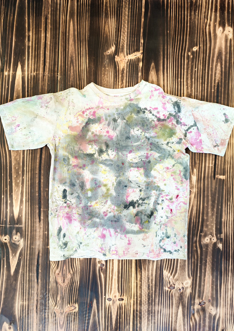 HANDPAINTED - T-SHIRT L - COTTON JERSEY creme painted