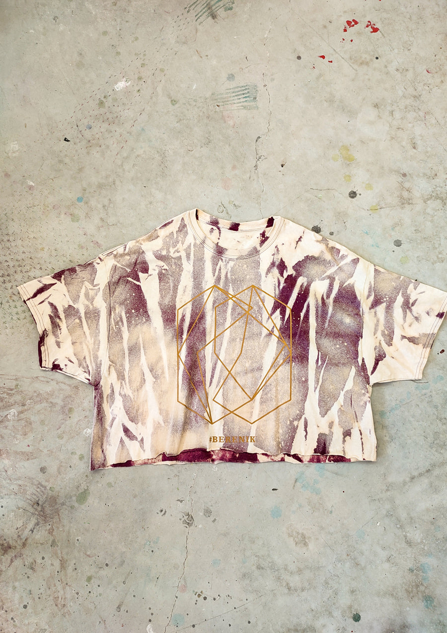 HANDPAINTED / CROPPED - T-SHIRT XXXL - COTTON JERSEY purple painted