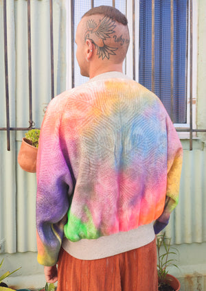 HANDPAINTED - SWEATER OVERSIZED - KNIT PEACOCK beige painted