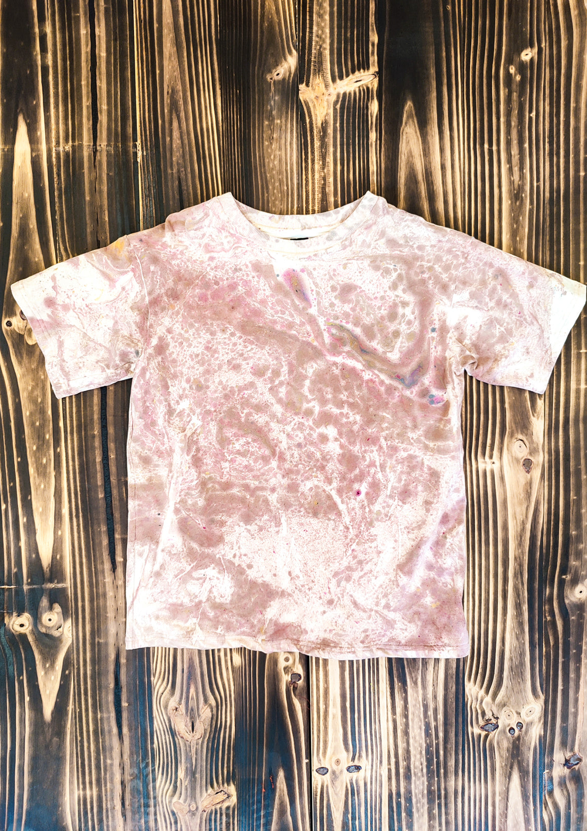 HANDPAINTED - T-SHIRT S - COTTON JERSEY creme painted