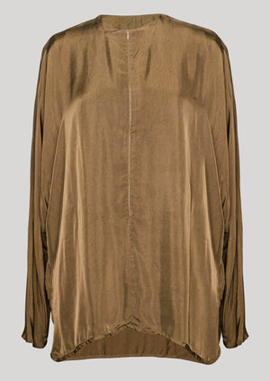 SHIRT ZIP OVERSIZED - SILKY CUPRO khaki - BERENIK