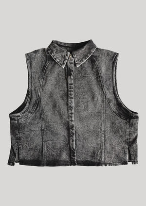 SLEEVELESS SUMMER BLOUSE - DENIM washed black - BERENIK