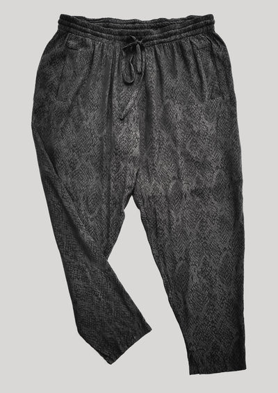 PANTS LOOSE ELASTIC- JACQUARD SATIN black snake | BERENIK